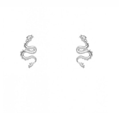 Dragon small silver earrings